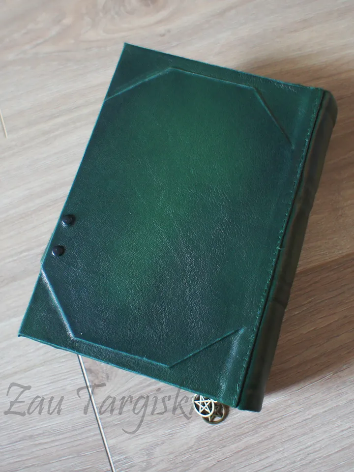 Green grimoire book of shadows journal with a pentagram