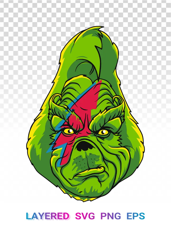⚡️ Bowie Grinch SVG, Ziggy Stardust PNG, Rock Christmas Cricut
