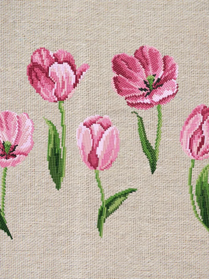Tulips cross-stitch set patterns machine embroidery designs digital embroidery pattern clothing décor embroidery motif flower embroidery