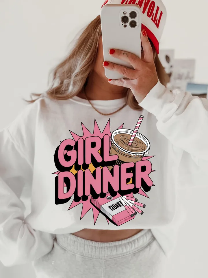 Girl Dinner PNG, Ice Coffee png, Trending png,Funny PNG,Girly girlhood vintage retro gen z humor, Trendy PNG,Popular png,Funny Viral phrase
