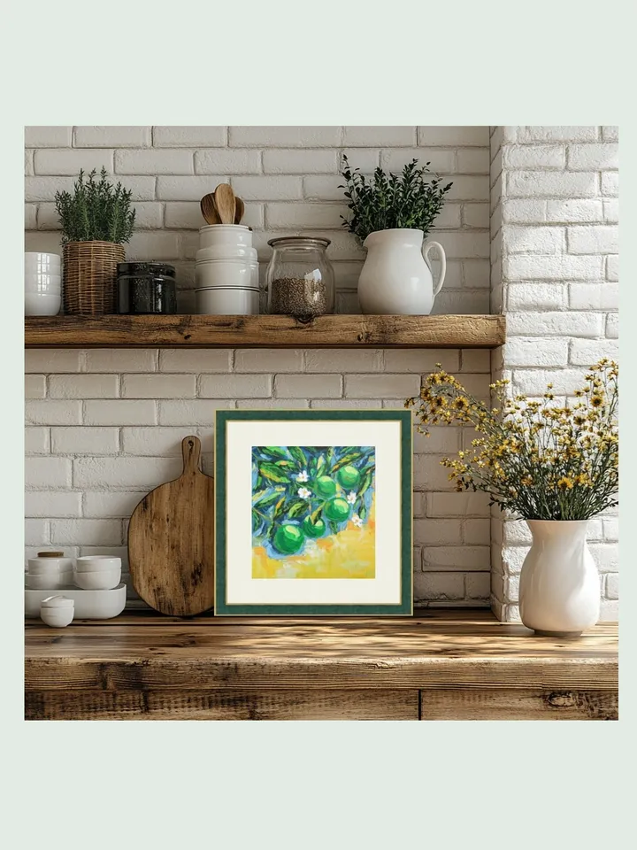 Original Oil Painting of a Green Lime - Stunning Palette Knife Artwork Showcasing Freshness and Texture Charming Miniature Art