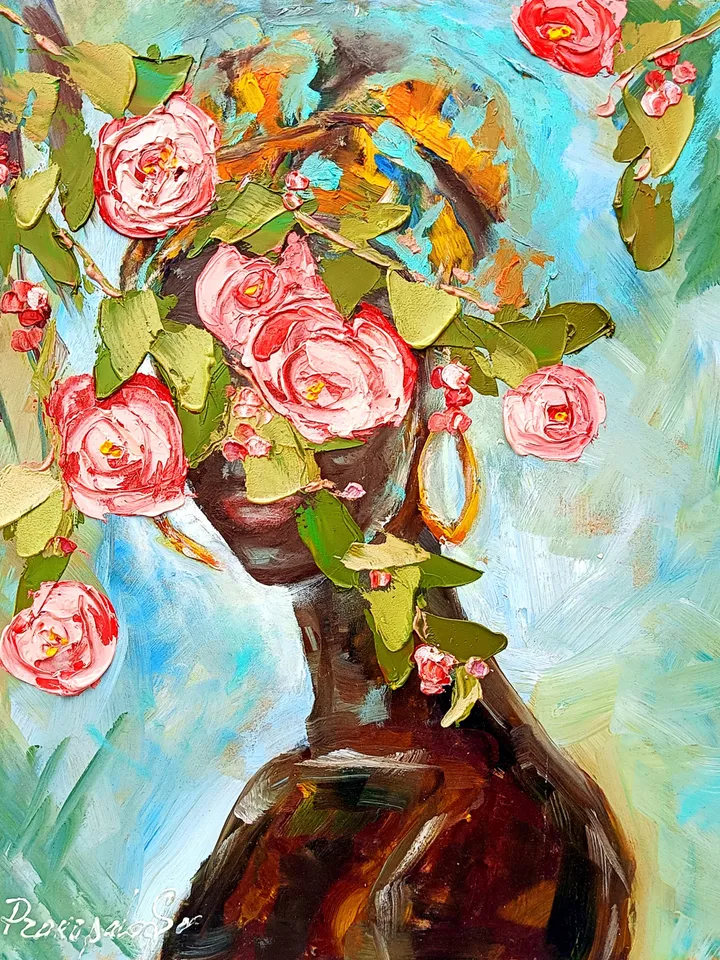 African Queen Painting Woman Original Art African American Oil Painting Portrait Artwork 12 by 10