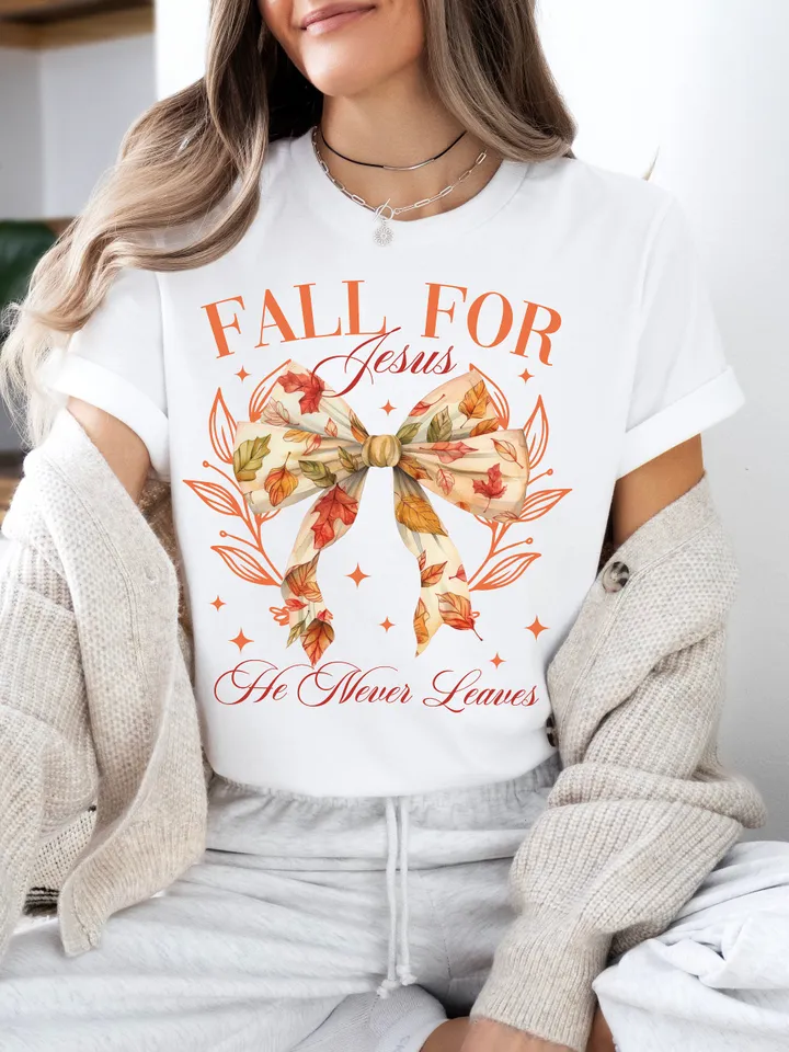 Fall for Jesus he leaves PNG, Fall Coquette Bow PNG, Fall Shirt PNG, Christian Png Autumn Sublimation Design, Trending Png, Digital Download