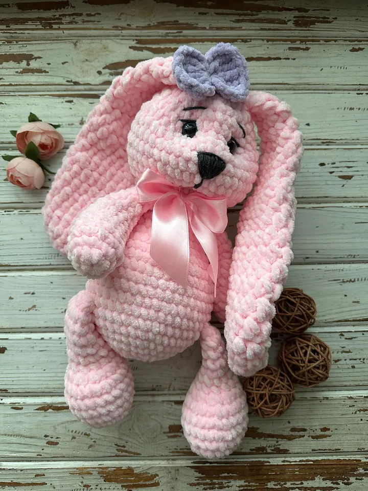 Pink soft Bunny, rabbit doll, stuffed animal, bunny with long ears, cute birthday gift