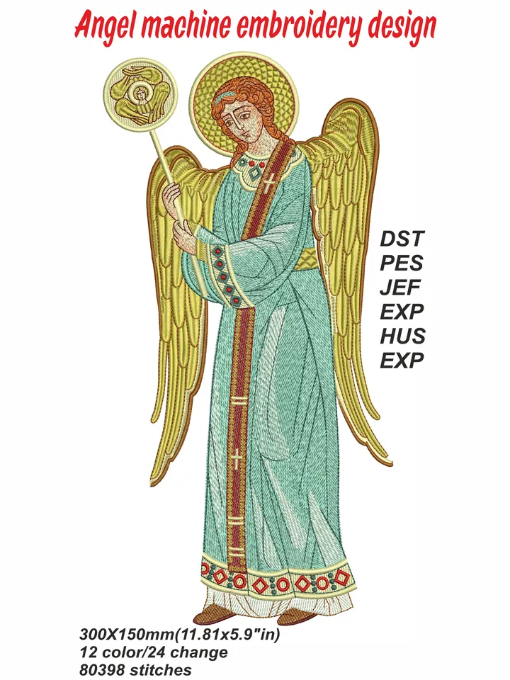 Angel machine embroidery design