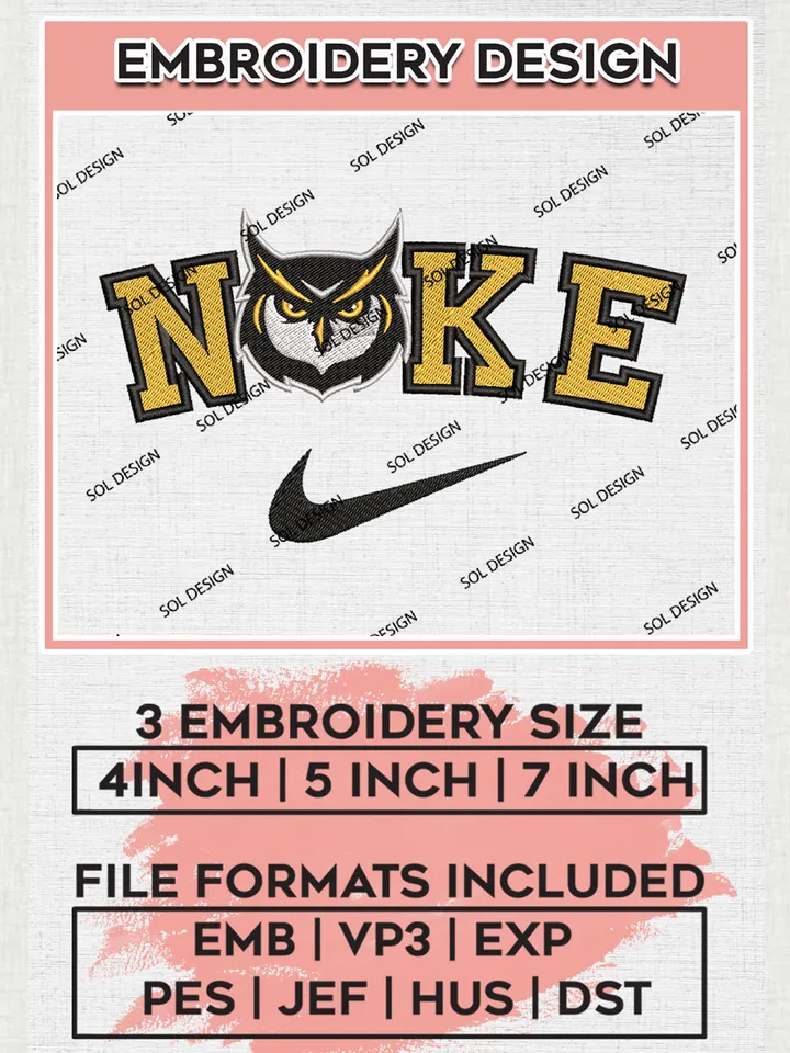Nike Kennesaw State Owls Machine Embroidery Design, NCAA Kennesaw State Owls Embroidery Design files, NCAA Logo Embroidery Designs, NCAA Machine Embroidery Designs, Digital Download