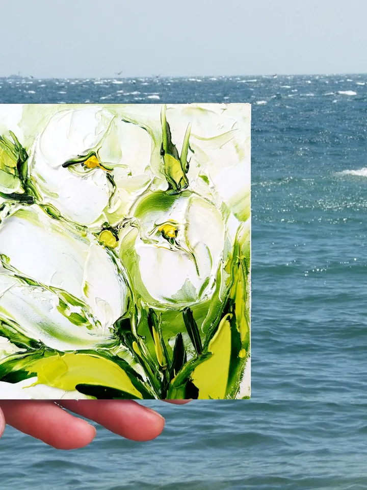 Tulip Custom Painting Floral Original Art Flower Oil Painting Impasto Small Artwork Blooms of Elegance Tulips Impasto by ArtProkopaloSv