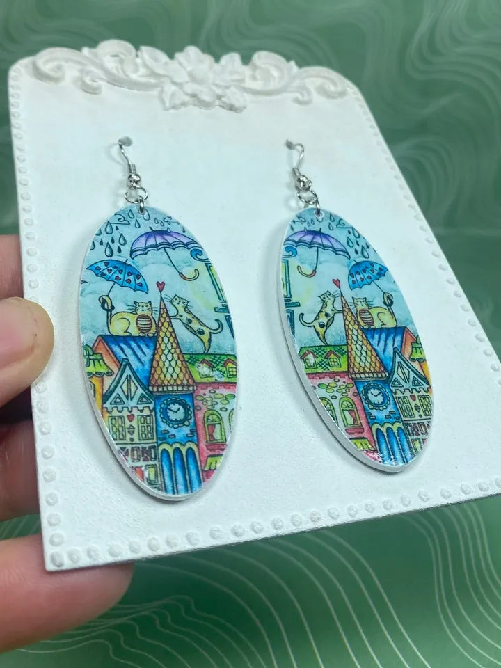 Earrings with cats. Interesting design of summer earrings. Handmade.