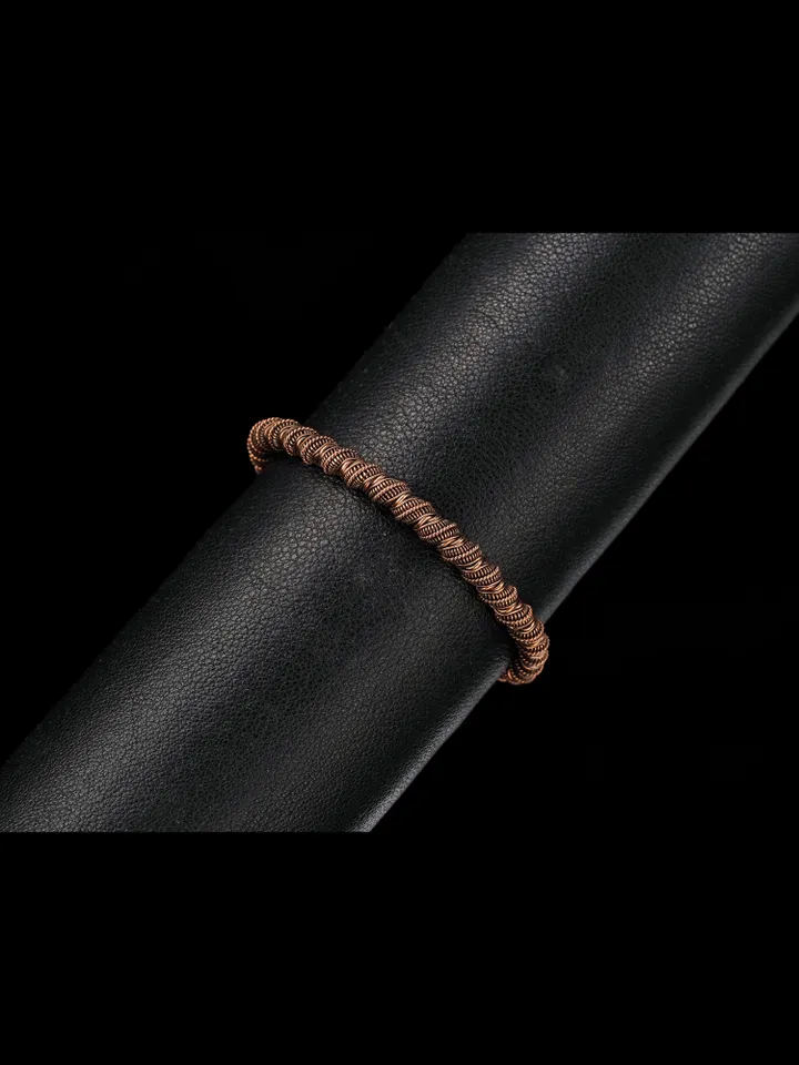 Narrow wire wrapped copper bracelet Unique metal bangle Handmade jewelry