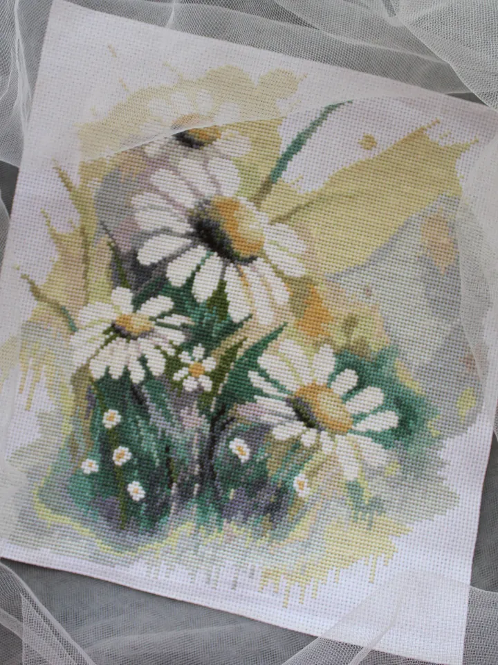 Cross stitch pattern Chamomiles, cross stitch chart daisies, PDF cross stitch pattern flowers