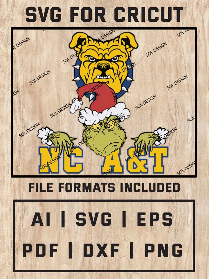 Grinch North Carolina A&T Aggies SVG, NCAA SVG Design, NCAA NC A&T Aggies SVG, NCAA Aggies Cricut, Christmas Svg, Grinch svg, Digital Download