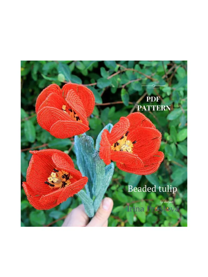 Beaded Flowers pattern | Tulip | Seed bead patterns | Beadwork pattern | Digital Download - PDF