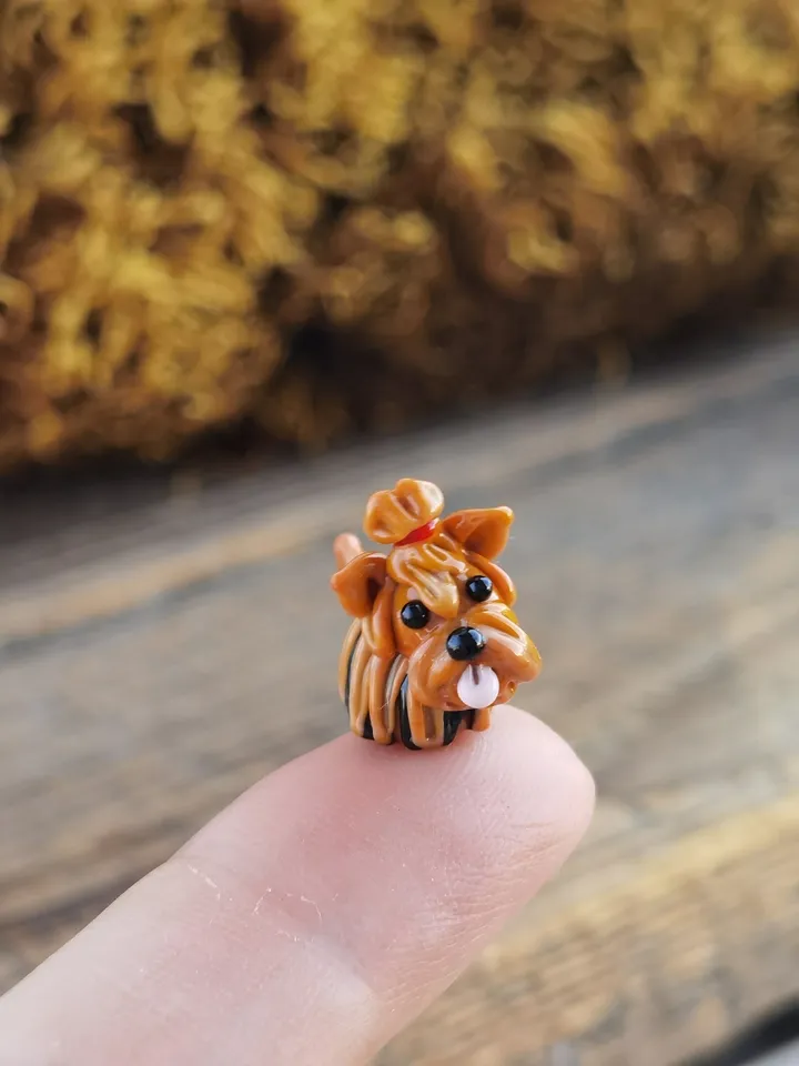 GLASS FIGURINES yorkshire terrier figurine yorkshire terrier GIFT Dog ornament Glass Dog Glass yorkshire terrier art Tiny yorkshire terrier