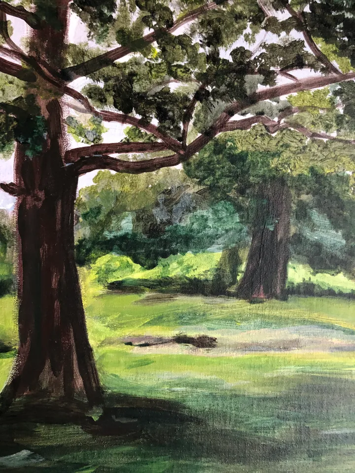 Old oak wall art modern artwork landscape 12 by 16 inches original acrylic painting hand painted