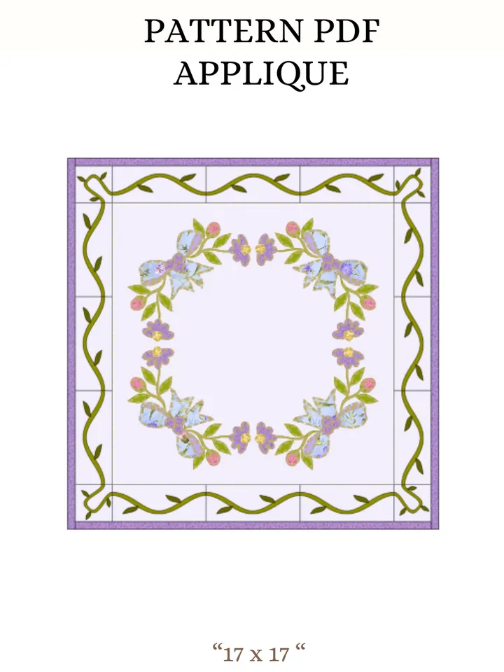 Table Topper Applique "Flower Wreath" in PDF format.