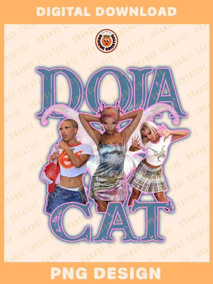 Doja Cat Bootleg Collage PNG, Rap Bootleg Template, Graphic Doja Cat Vintage 90s Bootleg PNG Files, Custom Bootleg Rap Tee, Digital Download