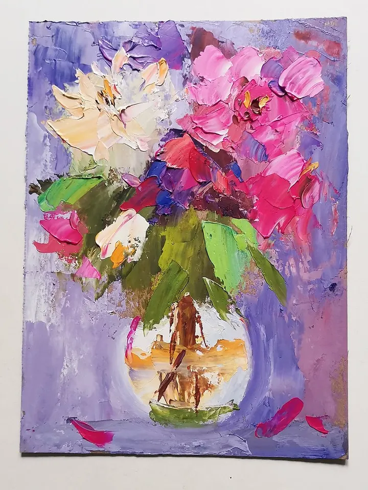Peonies Painting Flower Original Painting Impasto Oil Painting Floral Art