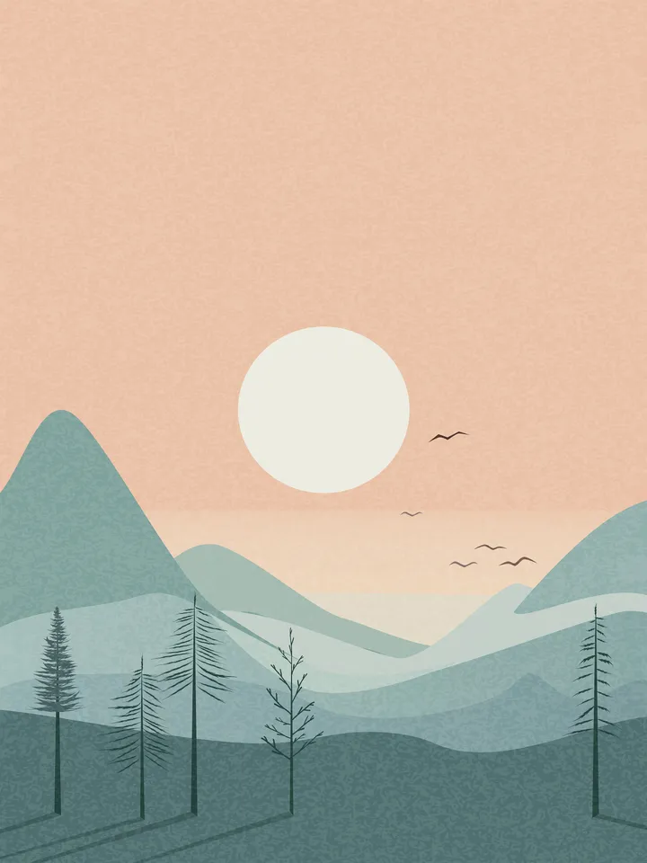 Minimalist Wall Art "Pastel Landscape" Boho Minimalist Home Decor.