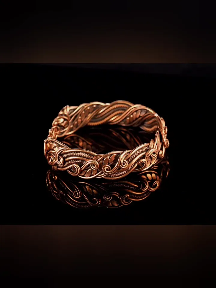 Copper wire wrapped bracelet for woman 7th Anniversary gift Small size bracelet Antique style copper Jewelry