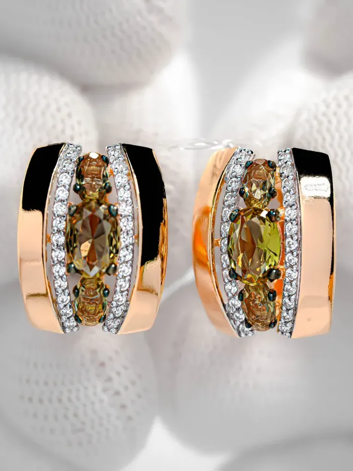 Earrings jewelry Silver gold plated 925 assay value with sultanite
