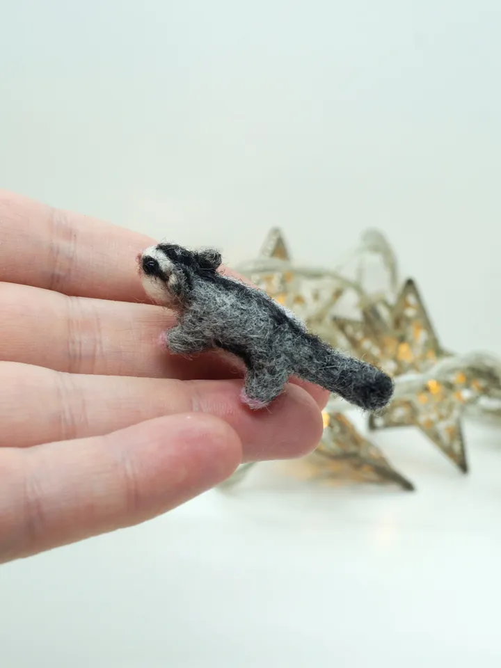 Tiny needle felted sugar glider, miniature flying squirrel, sugar possum, made to order