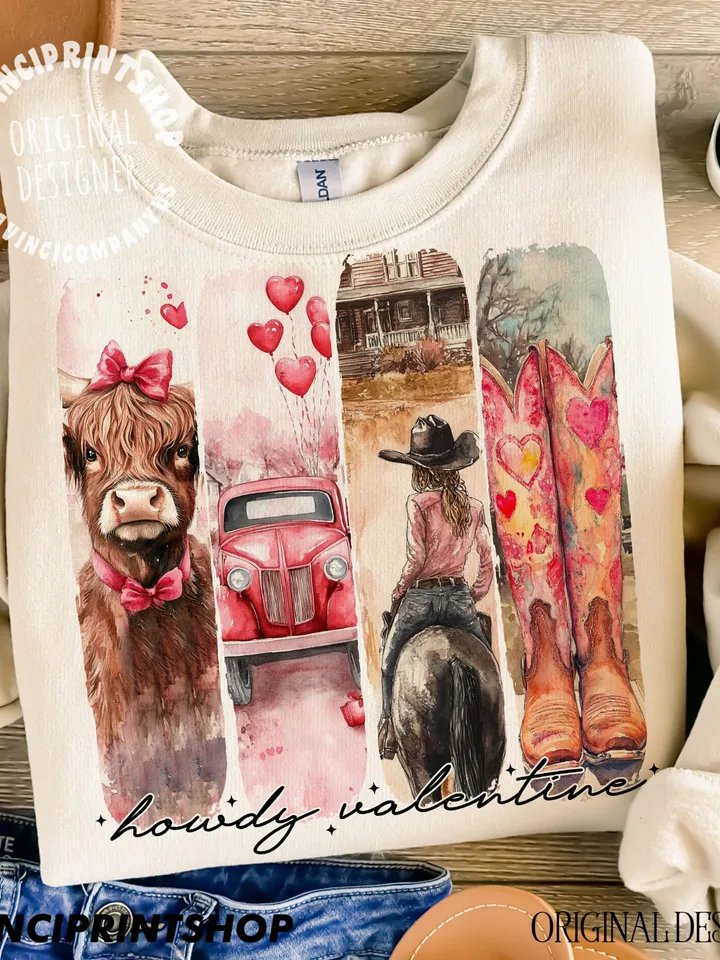 Howdy Valentine png, Highland cow png, Retro valentine png, Western Valentine png, Valentines Coquette Bow png, Pink Valentines png, Western