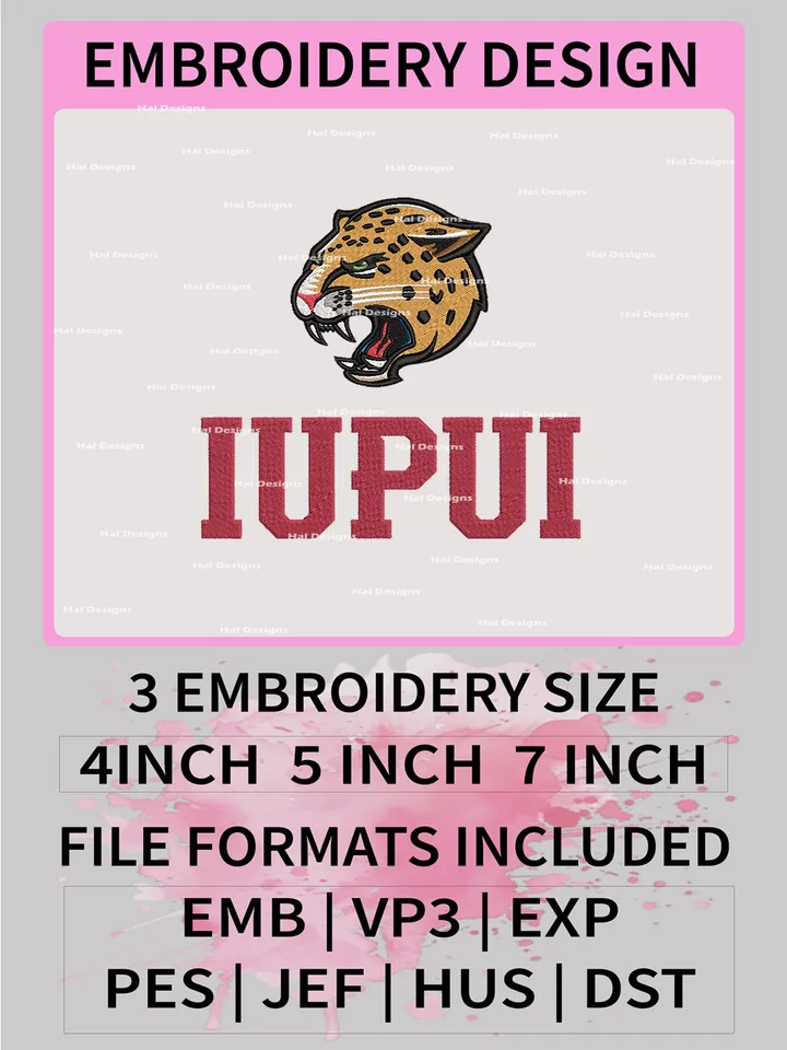 NCAA IUPUI Jaguars Embroidery File, 3 Sizes, 6 Formats, NCAA Machine Embroidery Design, NCAA Logo, NCAA Teams
