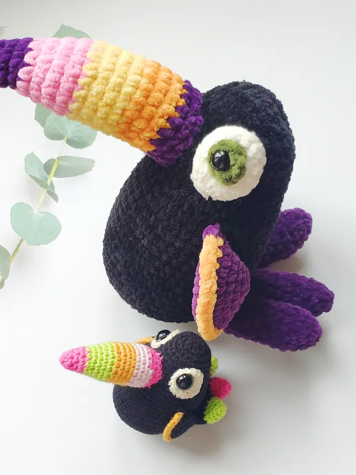 Toucan bird easy crochet amigurumi pattern 2 in 1