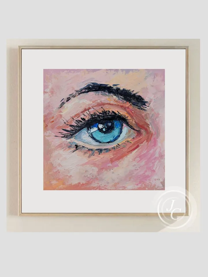 Blue eye painting original art Portrait painting 6 by 6 inch art of the human eye artwork by Juliya JC