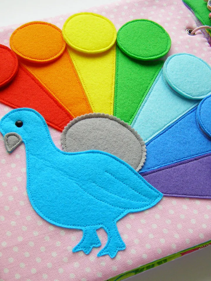 Quiet book page, Peacock, PDF sewing pattern, SVG files