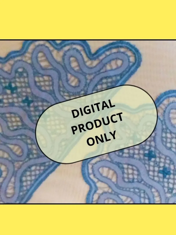 Pattern Lace Edges Blue for scarf Bobbins. Digital lace bobbins.