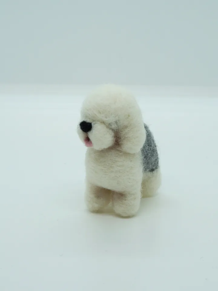 Miniature old English sheepdog, needle felted dog, pet portrait, made to order