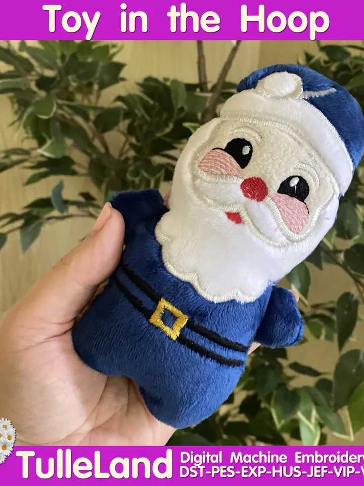 In The Hoop Machine Embroidery design Cute Christmas Santa toy soft stuffed ITH Pattern.