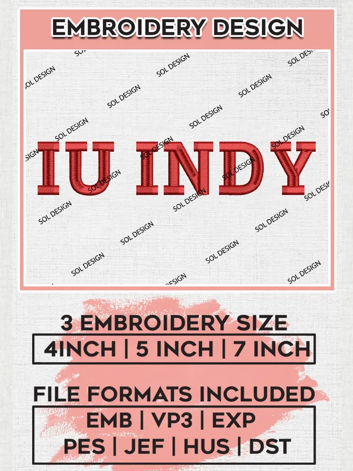 NCAA IU INDY College Football Team Logo Embroidery Design Files, NCAA IU Indianapolis Jaguars Machine Embroidery, NCAA Teams, Game Day, 3 sizes, NCAA Machine embroidery designs, Digital Download
