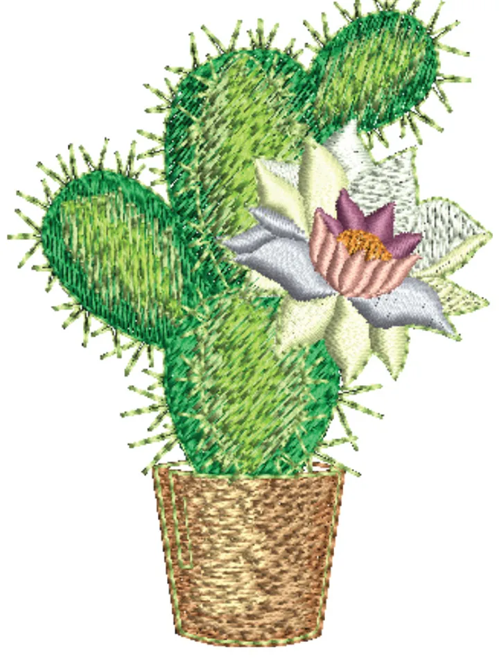 Machine Embroidery Design Blooming Cactus