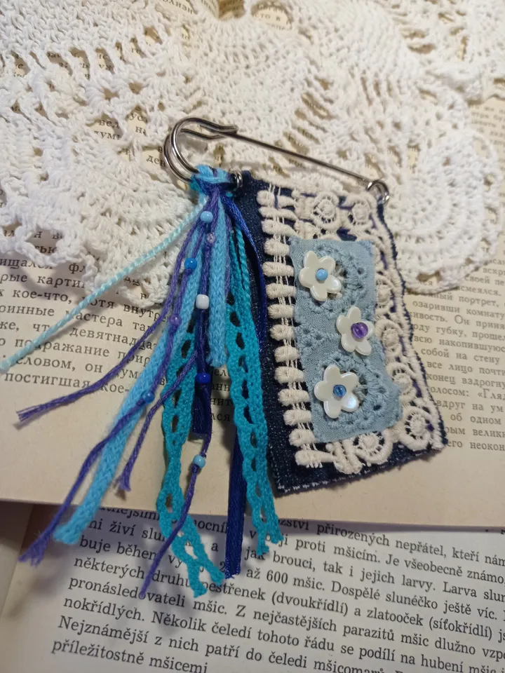Handmade Denim Kilt Pin Brooch