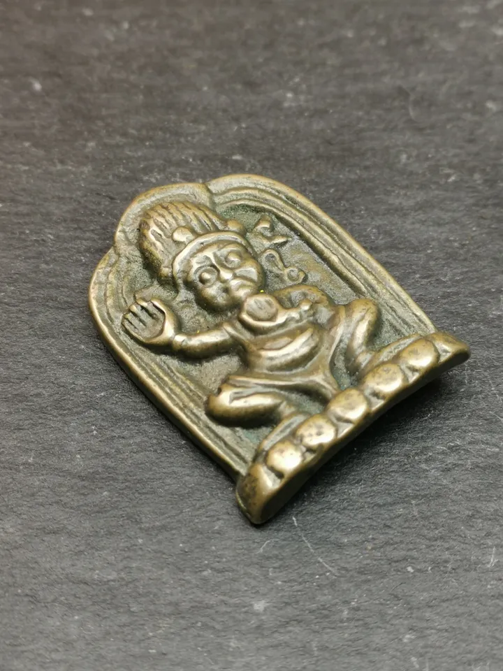 Gandhanra Unique Vajrapani Amulet Badge,Tibetan Buddhism Statue,the Protector and Guide of Gautama Buddha,Made of Bronze