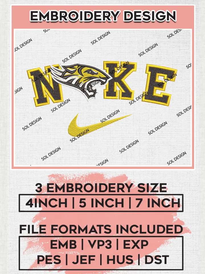 Nike Towson Tigers Machine Embroidery Design, NCAA Towson Tigers Embroidery Design files, NCAA Embroidery Designs, NCAA Machine Embroidery Designs, Digital Download