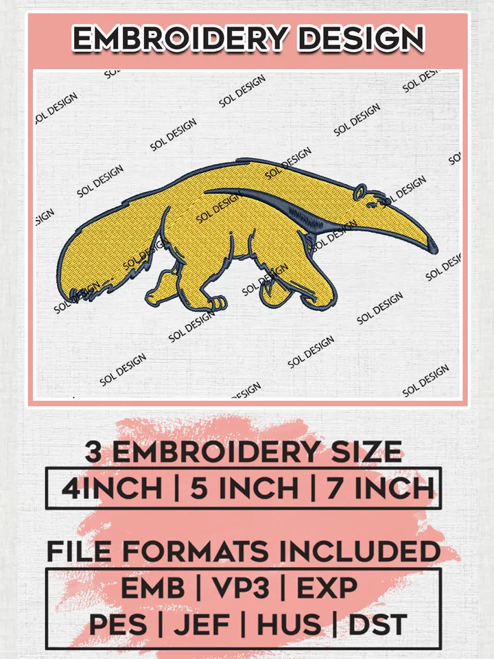 UC Irvine Anteaters Team Mascot Logo Embroidery Design Files, NCAA UC Irvine Anteaters Machine Embroidery, NCAA Teams, Game Day, 3 sizes, NCAA Machine embroidery designs, Digital Download