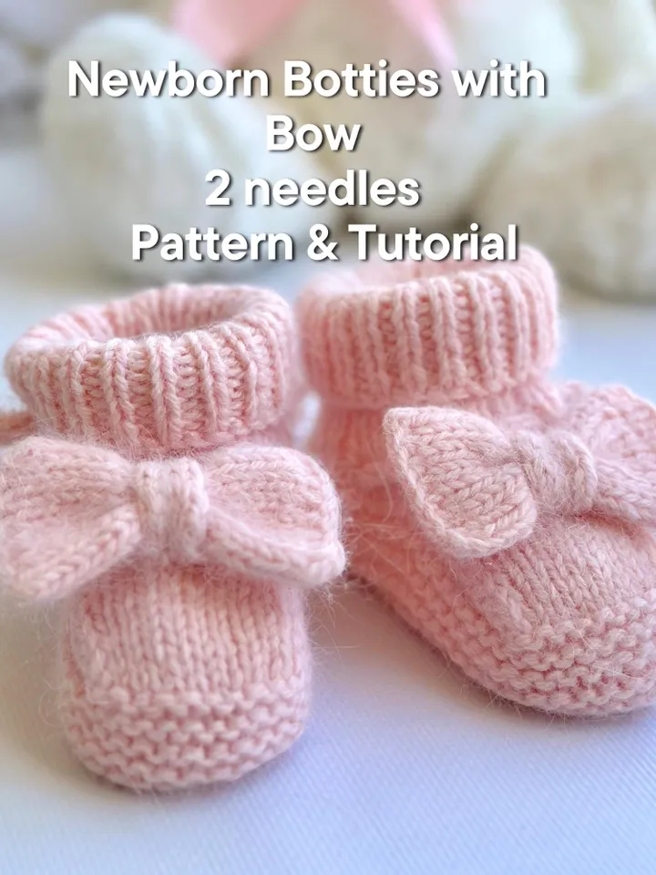 PDF Baby Botties with Bows Knitting Pattern – Comfort for Your Newborn Tiny Feet with video ENG