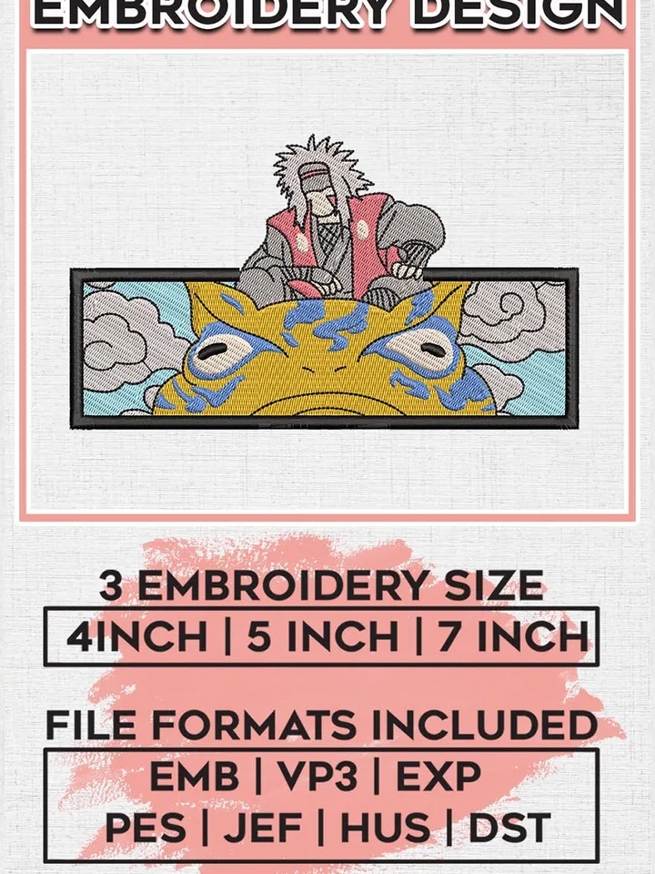 Naruto Jiraiya Embroidery Files, Anime Inspired Embroidery Design, Machine Embroidery Digital Download EMB_ANIME_237