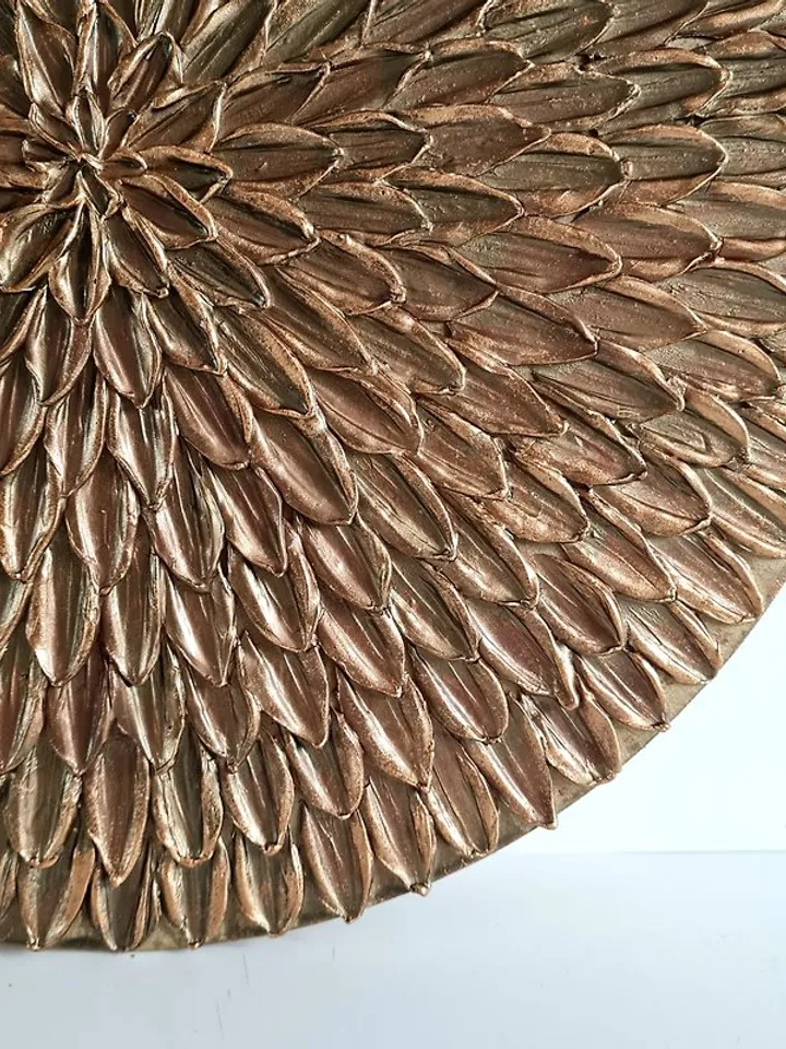 Bronze texture wall art 35 cm, Round wall decor, Abstract artwork, 3D Wall paint