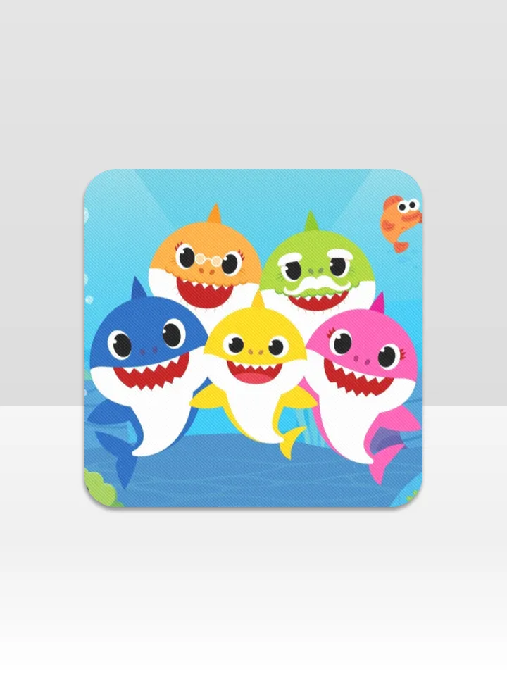 Baby Shark Cup Coaster, Square Drink Coaster, Round Coffee Coaster