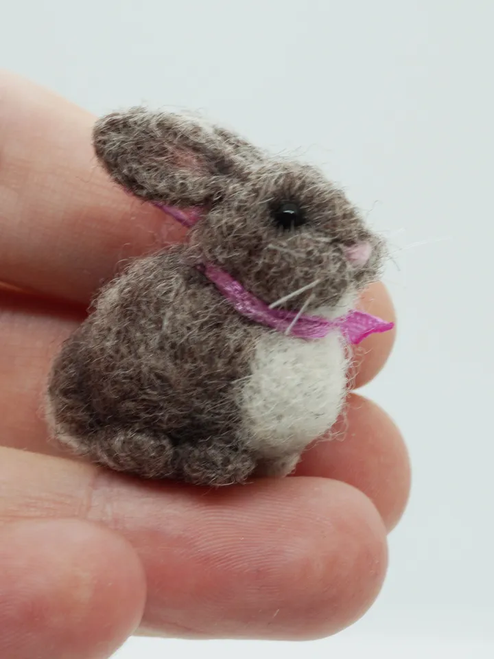 Cinnabun the rabbit, miniature needle felted bunny, gift for her, tiny rabbit, made to order