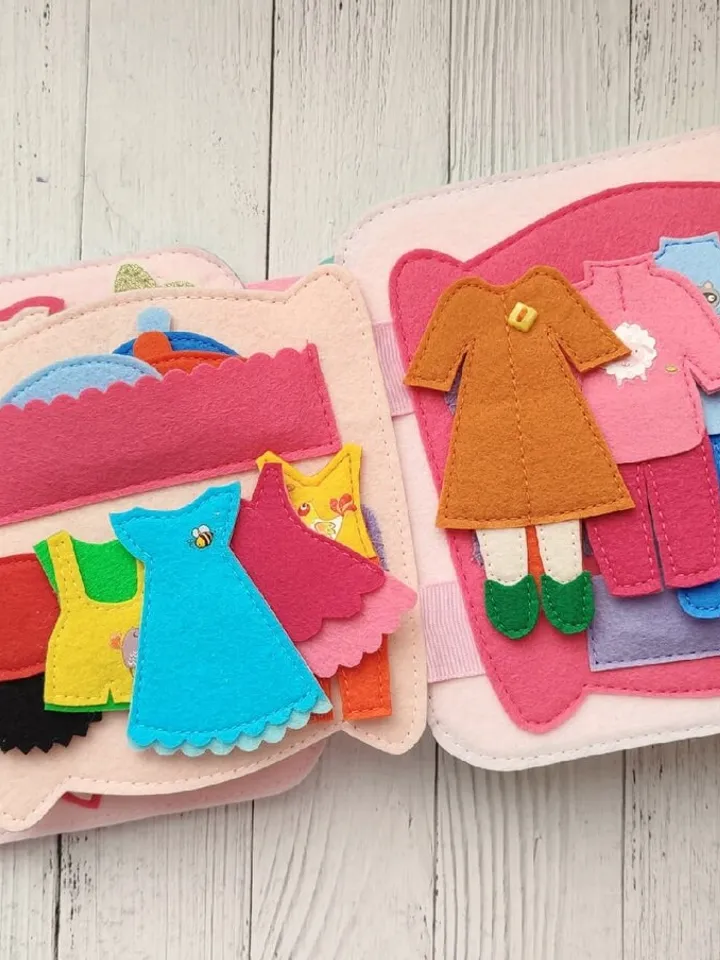 Quiet book Dollhouse pattern, Felt book pattern pdf, Felt doll Pattern with clothes set, Dress up Doll, Busy book pattern for girl