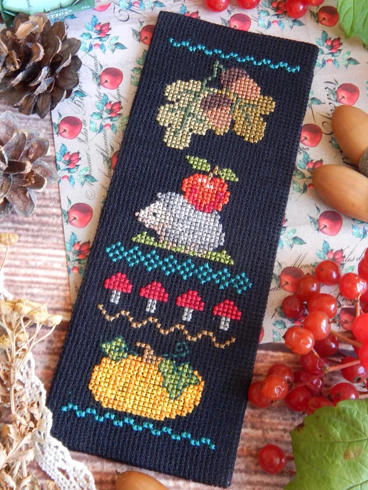 Autumn bookmark cross stitch pattern