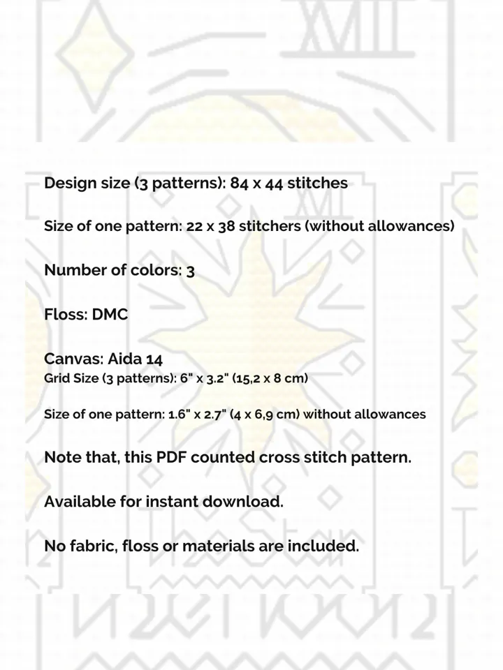 Tarot cross stitch patterns. Set of 3 cross stitch charts PDF