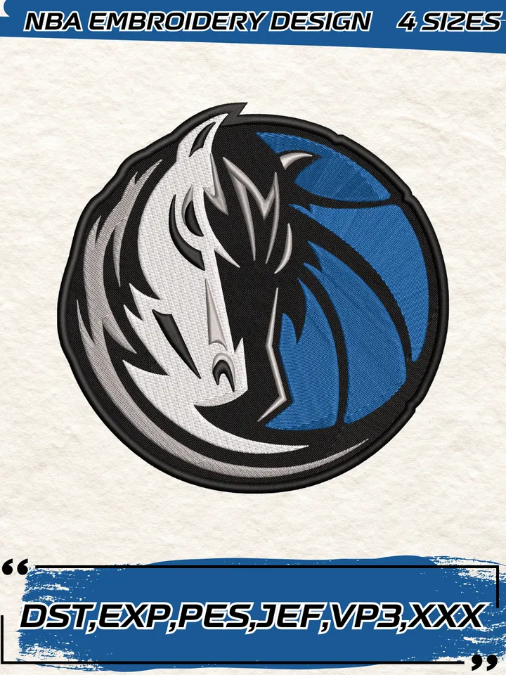 Dallas Mavericks Logo Embroidery Designs,NBA Logo Embroidery Files, Machine Embroidery Design File, 4 Sizes,Digital Download