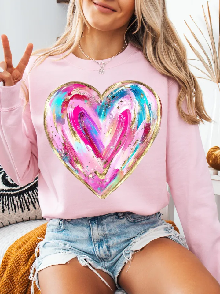 Valentines Day Heart Png, Brushstroke Valentines Png, Retro Valentine Png, Pink, Love Png, Girls Valentine Png, Valentine Shirt Design