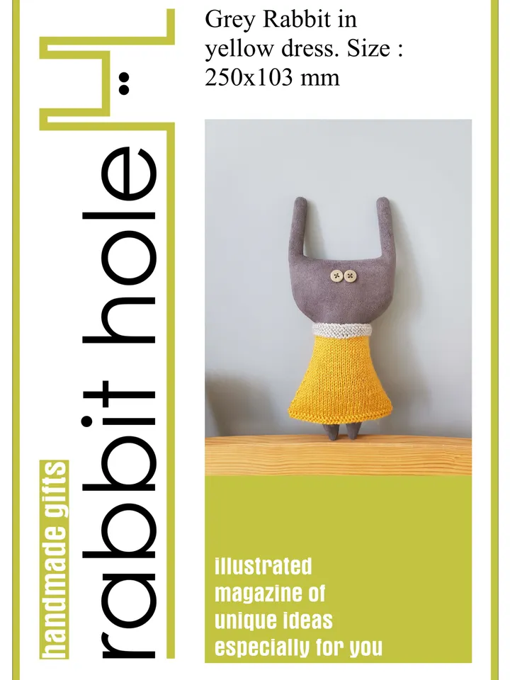 Stuffed animals sewing and knitting patterns PDF, Cat and Rabbit in Dresses, set of 2 tutorials in English, rag doll diy
